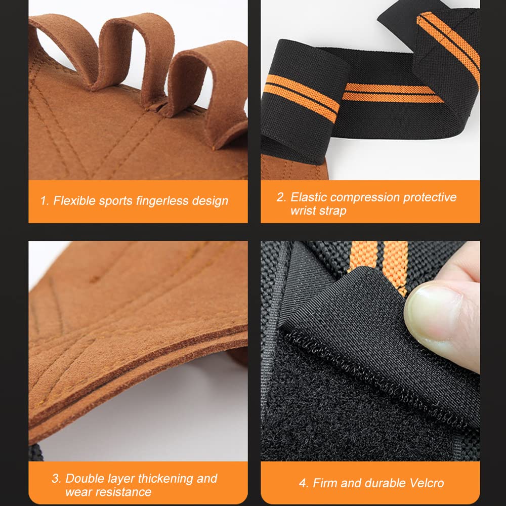 par de Guantes de Entrenamiento para Levantamiento de Pesas, Fitness, Deportes, Culturismo, empuñaduras de Gimnasia, Guantes Protectores de muñeca para Mano y Gimnasio (Negro M)