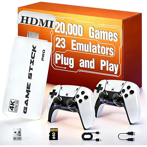 Retro Gaming Console 2026 Upgrade with 20000 Games, 4K HDMI Output 64GB Storage, Plug and Play Video Games for TV, Ideal Gift for Kids and Adults