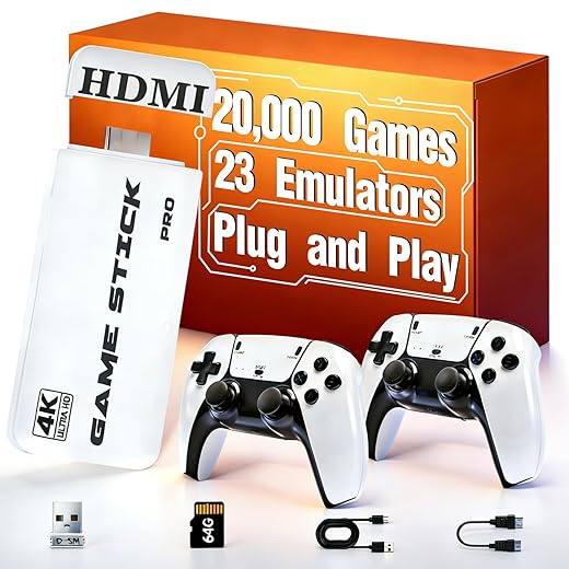 Retro Gaming Console 2026 Upgrade with 20000 Games, 4K HDMI Output 64GB Storage, Plug and Play Video Games for TV, Ideal Gift for Kids and Adults