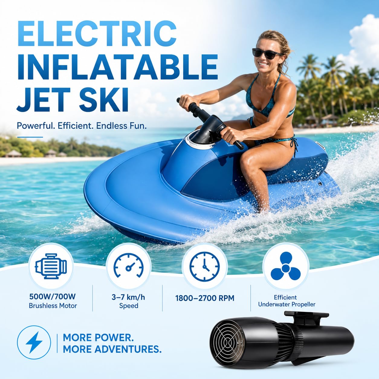 Gommone Gonfiabile con Motore 2 in 1, Scooter subacqueo Elettrico,700 W
