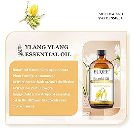 EUQEE Ylang Ylang Essential Oil 118ml with Glass Dropper, Pure Ylang Ylang Oil for Diffuser, Candle Making - 4 Fl.Oz