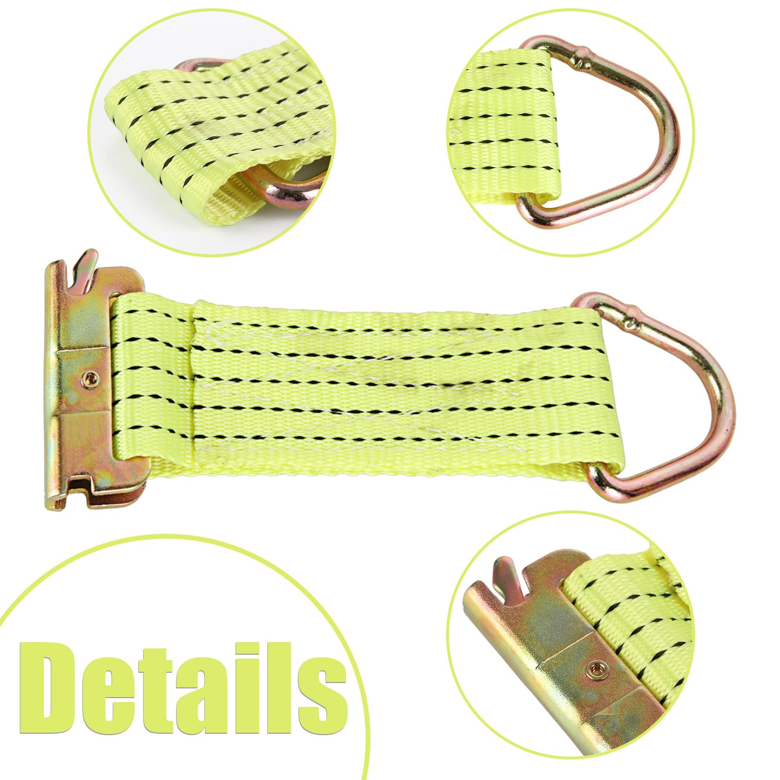 Confezione da 12 cinghie di fissaggio con anello a D, accessori per rimorchi chiusi, camion, magazzini, pickup, furgoni (5,1 x 15,2 cm) gialli