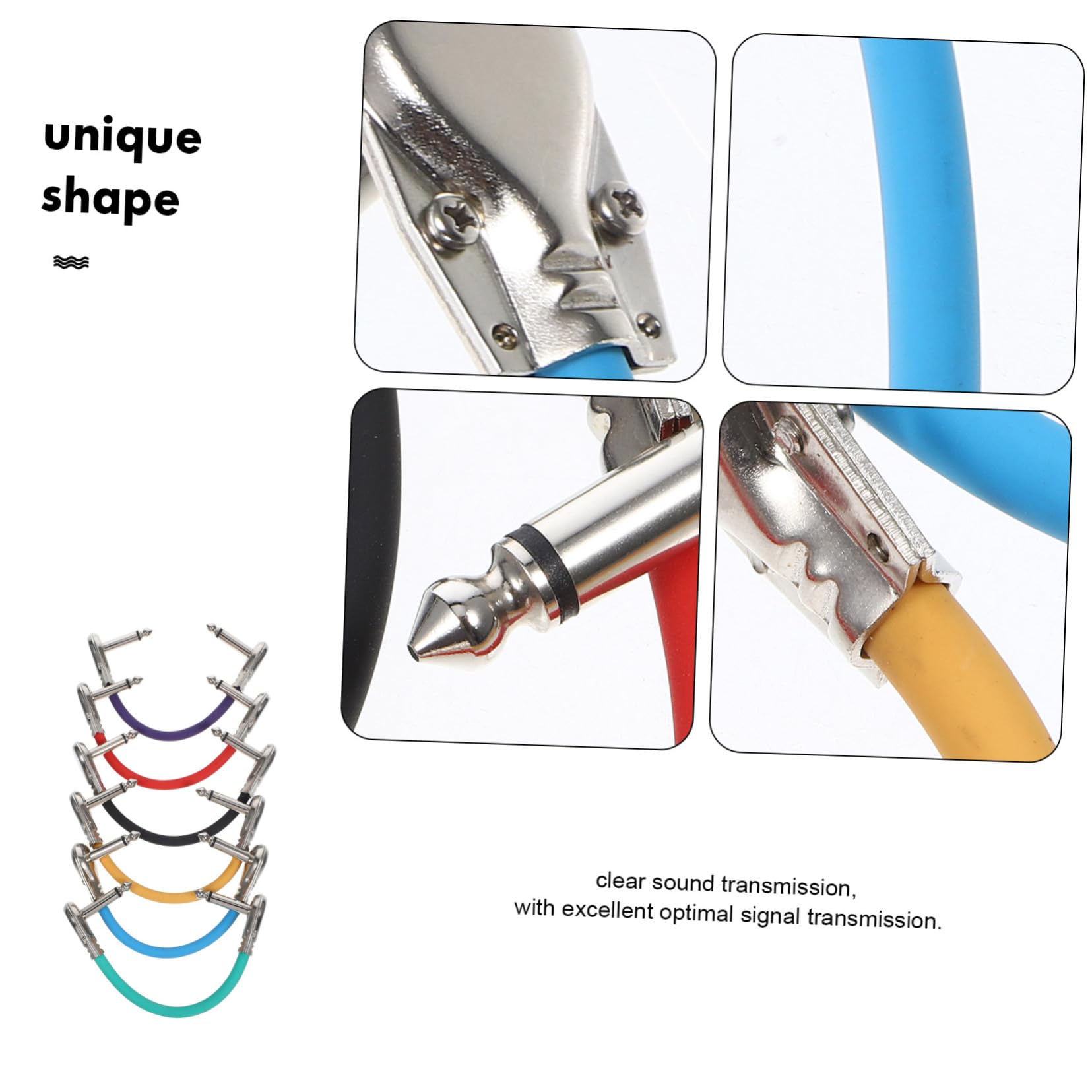 Cable de Conexión para Guitarra Eléctrica 15cm, 6 Unidades | Conector de Efectos 6, 35 Mono Macho a Macho, para Espacios Reducidos, Diseño Plug-and-play y Transmisión Óptima