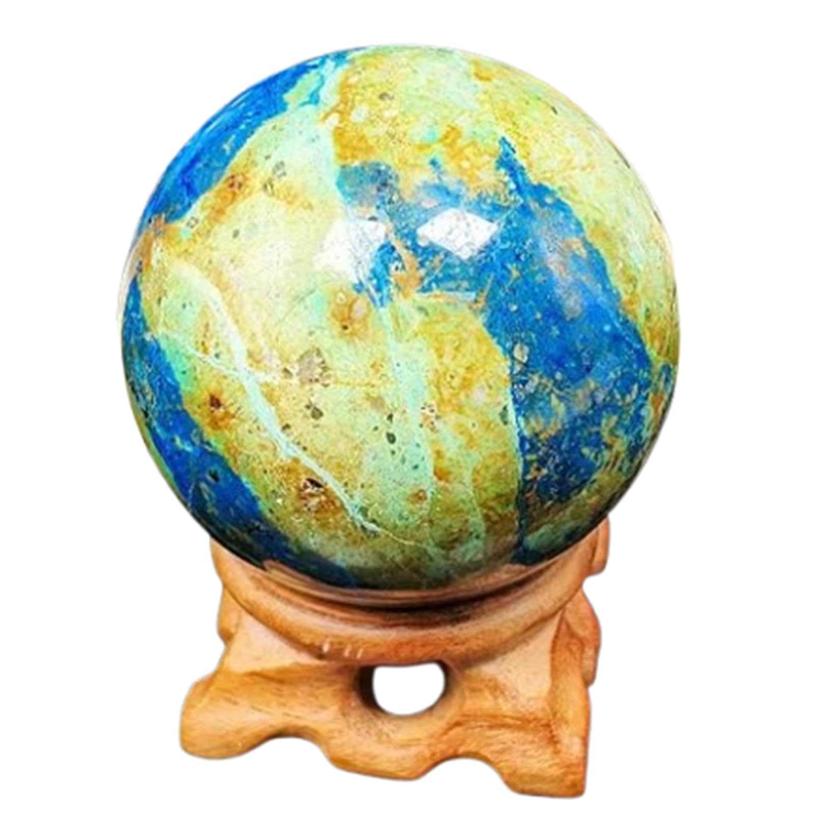 ICXLPMC Phoenix Lapis Lazuli Symbiotic Crystal Ball Stone Polished Gemstone Feng Shui Orb Home Desktop Decoration Ornaments,70~75mm