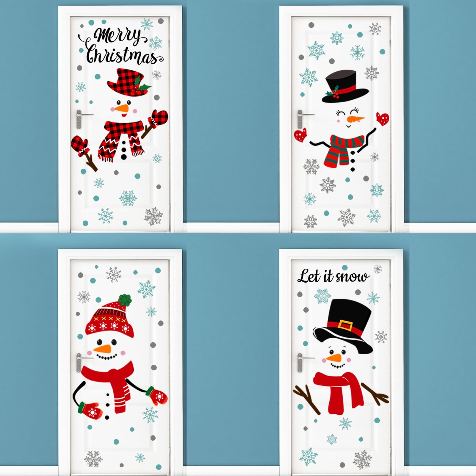 Autocollants de Noël bonhomme de neige Zhanmai, lot de 12 feuilles