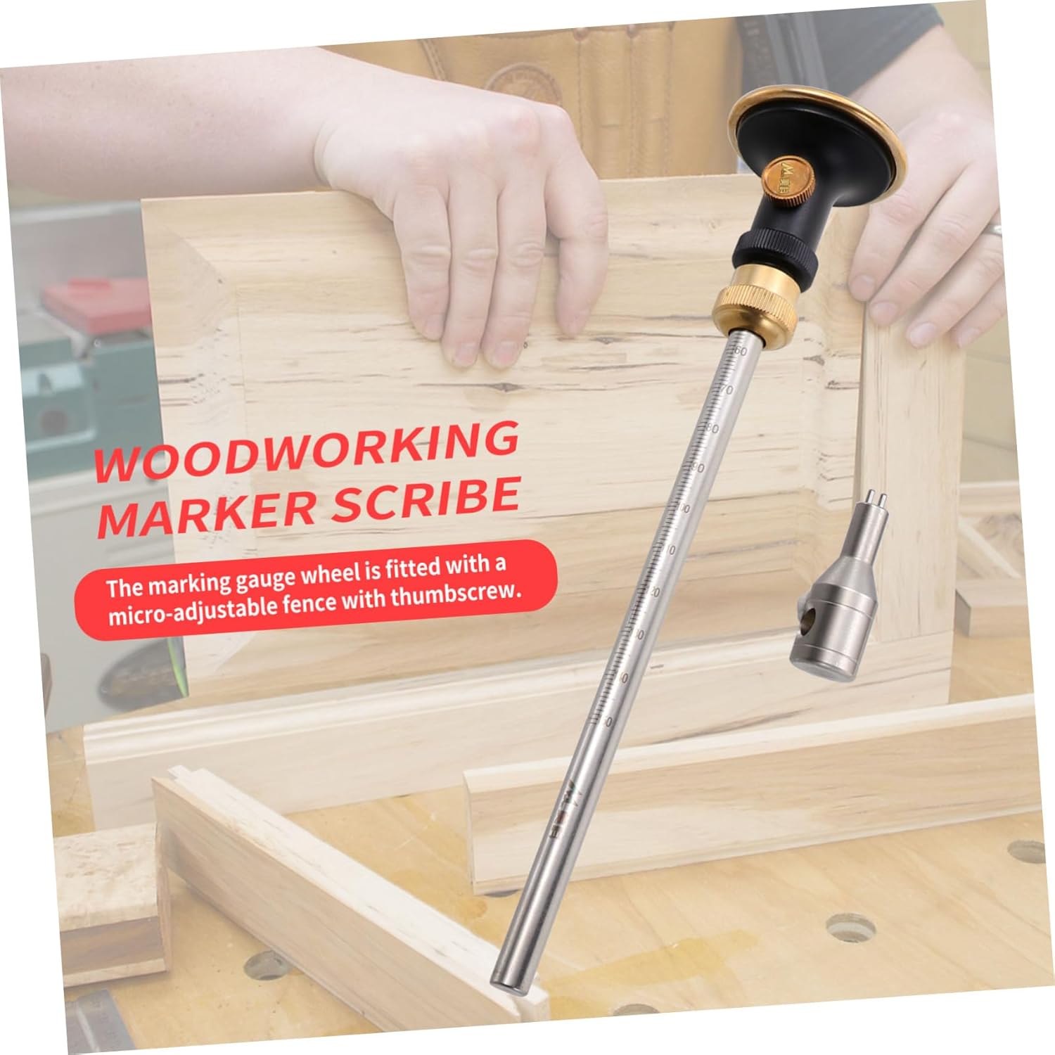 DOITOOL Woodworking Wheel Marking Gauge Accurate Stainless Mortise Gauge Body Precision Measuring Tool for Wood Marking and Layout for Carpentry Projects