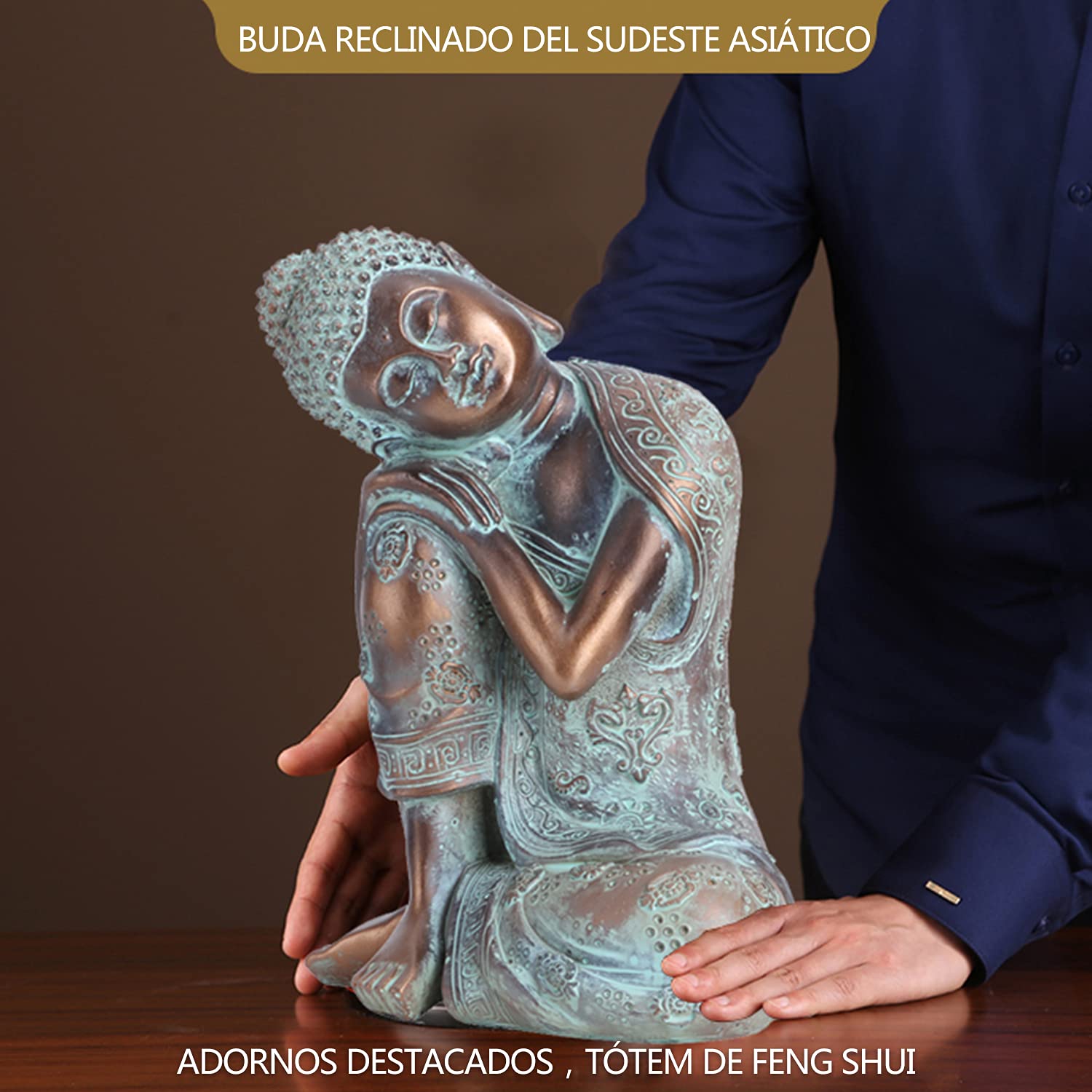 Estatua de Buda Estilo Sudeste Asiático - Escultura Pintada a Mano para Meditación, Yoga, Zen - Decoración Hindú y de Asia Oriental