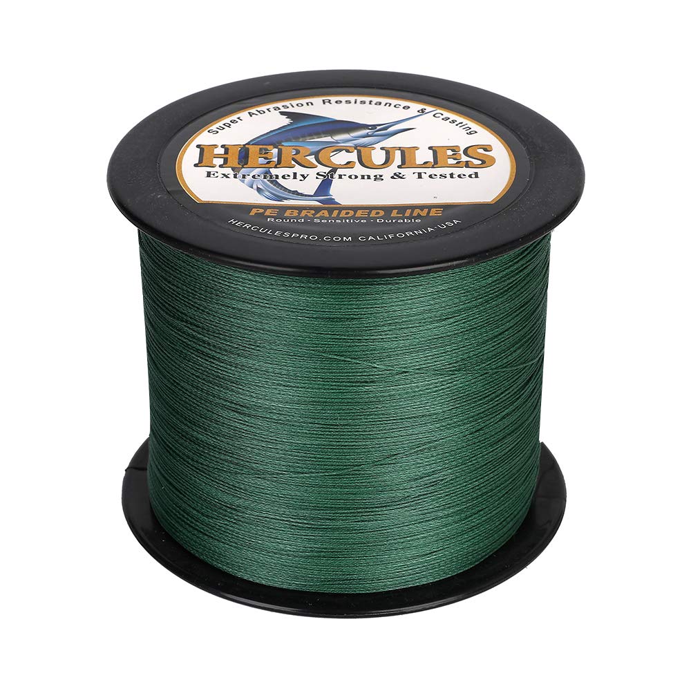 HERCULES Braided Fishing Line 1000m 1094yds 6lbs-100lbs Pe 4 Strands (Green 100lb/45.4kg 0.55mm), 100lb/ 0.55mm/ 1000m (1094yds) - Image 4
