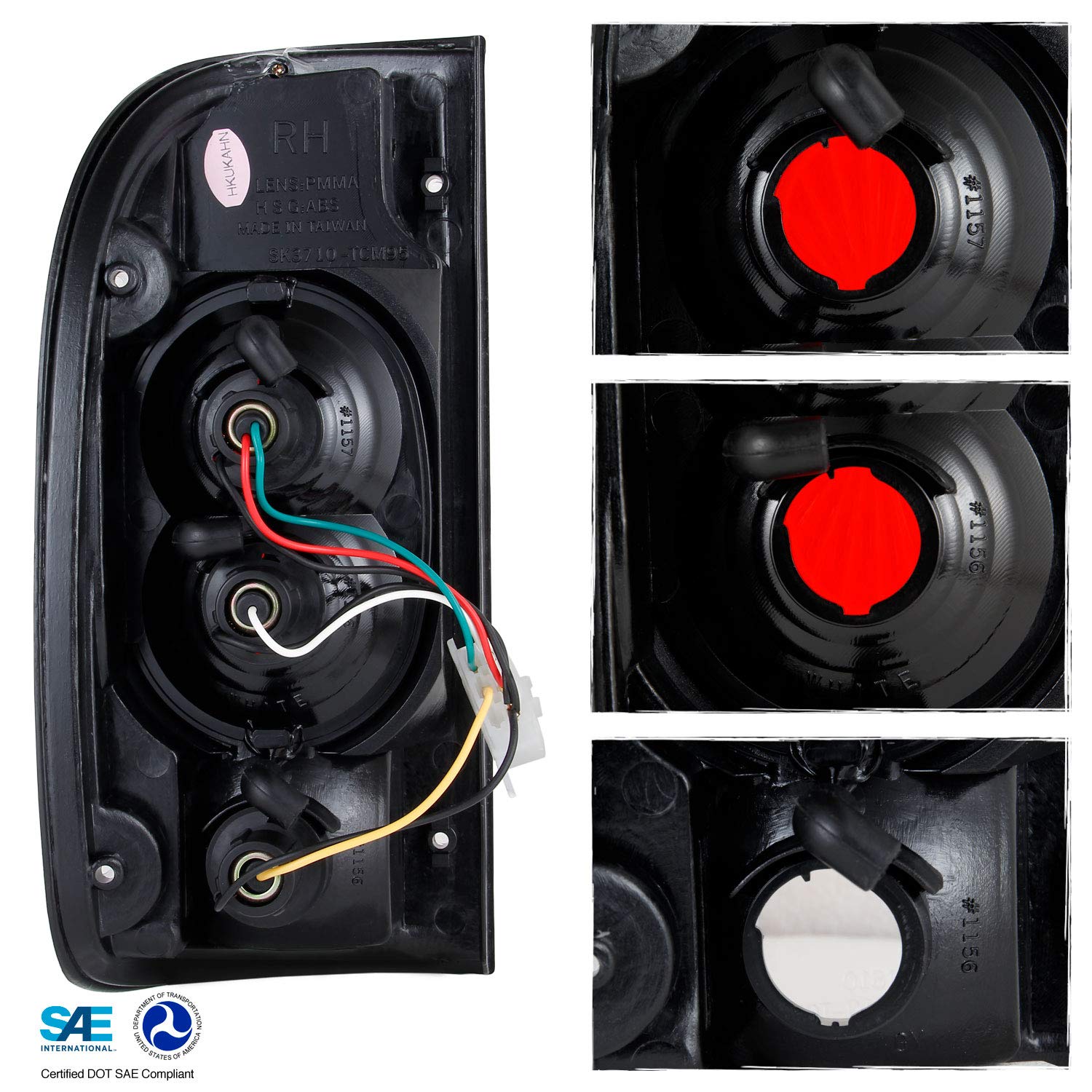 AKKON - For 1995-2000 Toyota Tacoma Pickup Truck JDM Black Tail Brake Lights Set Left + Right Pair