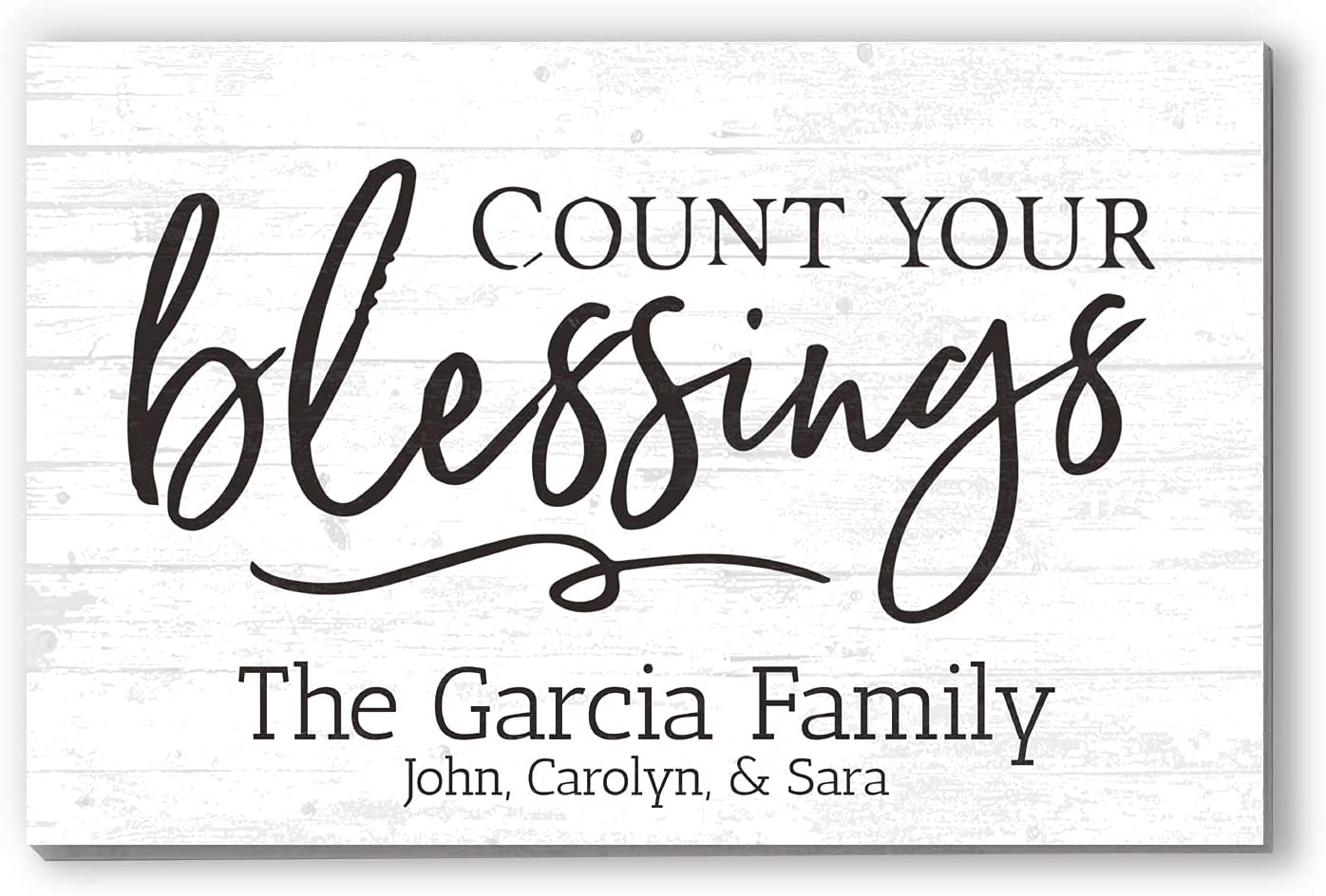 COUNT YOUR BLESSINGS Sign Personalized Family Name or Home Established Date Bible Verse Inspirational Quote Wall Art SOLID WOOD - 16.5" x 10.5"