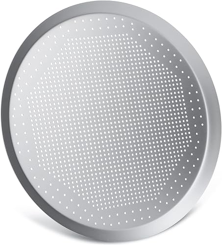 Bandeja para pizza Beasea de 16 pulgadas para horno, redonda, hecha de aleación de aluminio, con orificios, para hornear, utensilios para el hogar,