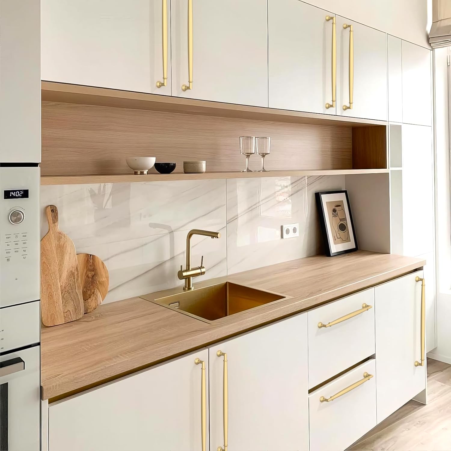 10 Pack Brushed Gold Cabinet Pulls 10 Inch(254mm) Kitchen Cabinet Handles Cabinet Hardware for Drawer Pulls