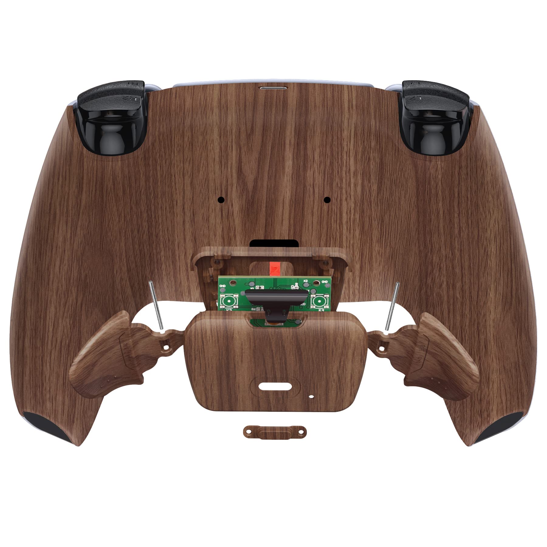 eXtremeRate RISE 2.0 Remap Kit Programmabile per ps5 controller BDM-010/020,Tasti Aggiuntivi Palette Back Button Cover Posteriore per ps5 Joystick BDM-010/020-Venatura del Legno