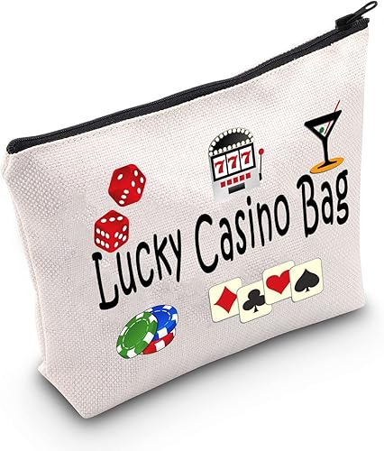 TSOTMO Casino Gamble Zipper Pouch Gift Lucky Casino Bag Regalo Para Jugador Casino Amante Regalo Juego Ranuras Regalo Regalo Dados Poker Chips