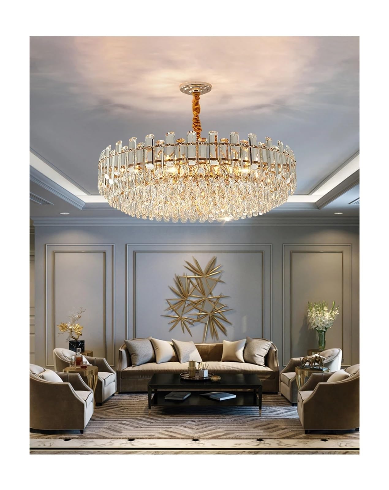 Złote kryształowe żyrandole LED, luksusowe oświetlenie do jadalni, salonu, sypialni, kuchni, wyspy, wewnętrznego światła wiszące, piękne oświetlenie
