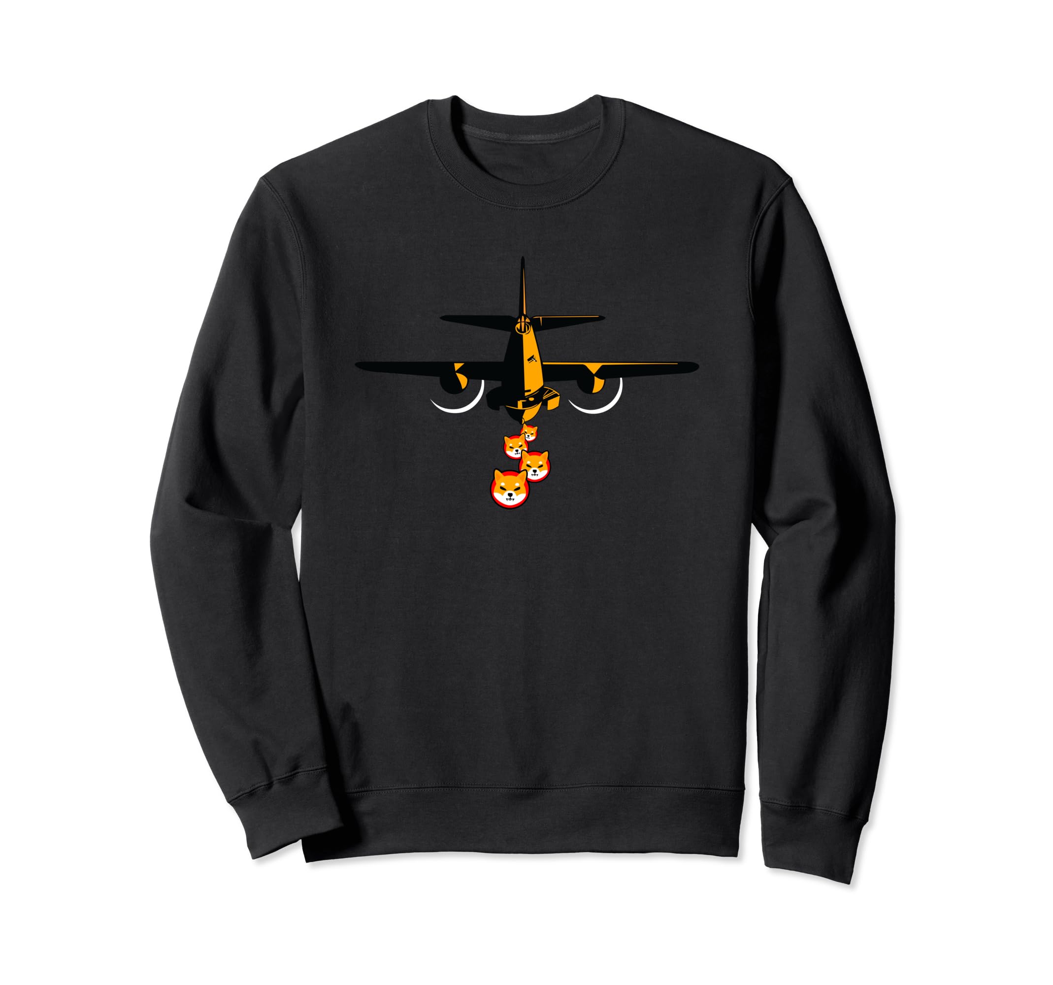 Shiba Inu Coin Airplane Bomber Cryptocurrency HODL Lover Sweatshirt, Black