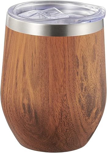Miniatura 3 de Visol Taza de viaje personalizada de madera de vino de acero inoxidable de doble pared aislada (monograma romano)