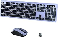 Vista 8 de Combo de teclado y mouse inalámbricos, COVEVA 2.4GHz, teclado y mouse inalámbricos con receptor USB, teclas con gota de agua, 104 teclas