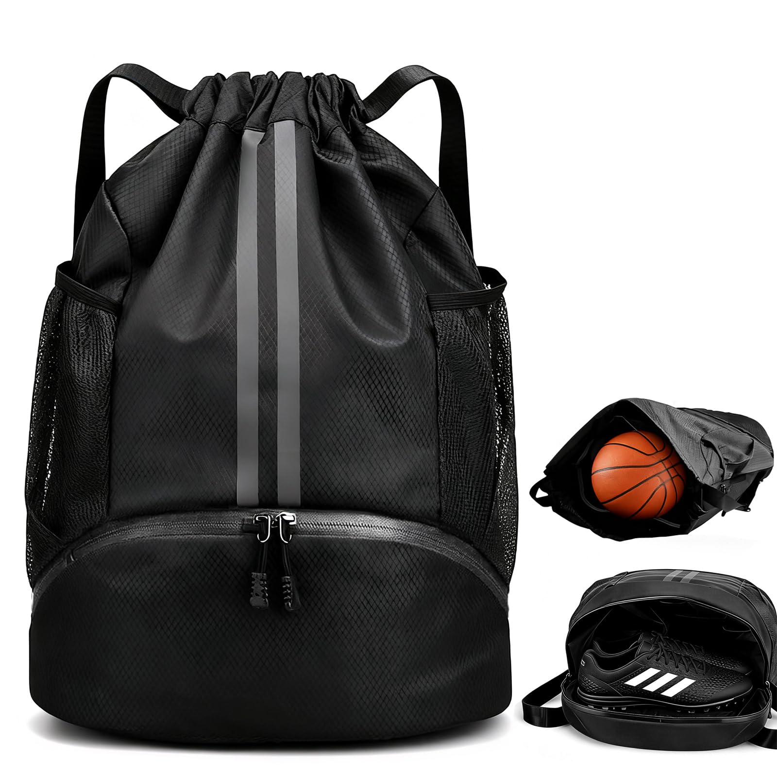 Wihozte Drawstring Sports Backpack, Sports Soccer Basketball Volleyball Bag Dry-Wet Separation Shoe Compartment for Swimming Gym, Sports Training Bags for Women Men Multi-Use for spors Travel — image 1