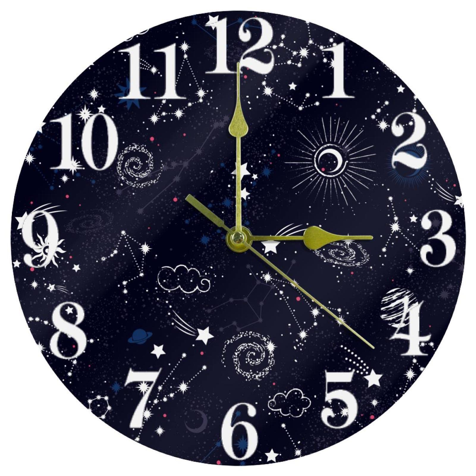 Horloge murale à quartz bleu foncé de 25,4 cm pour bureau et maison