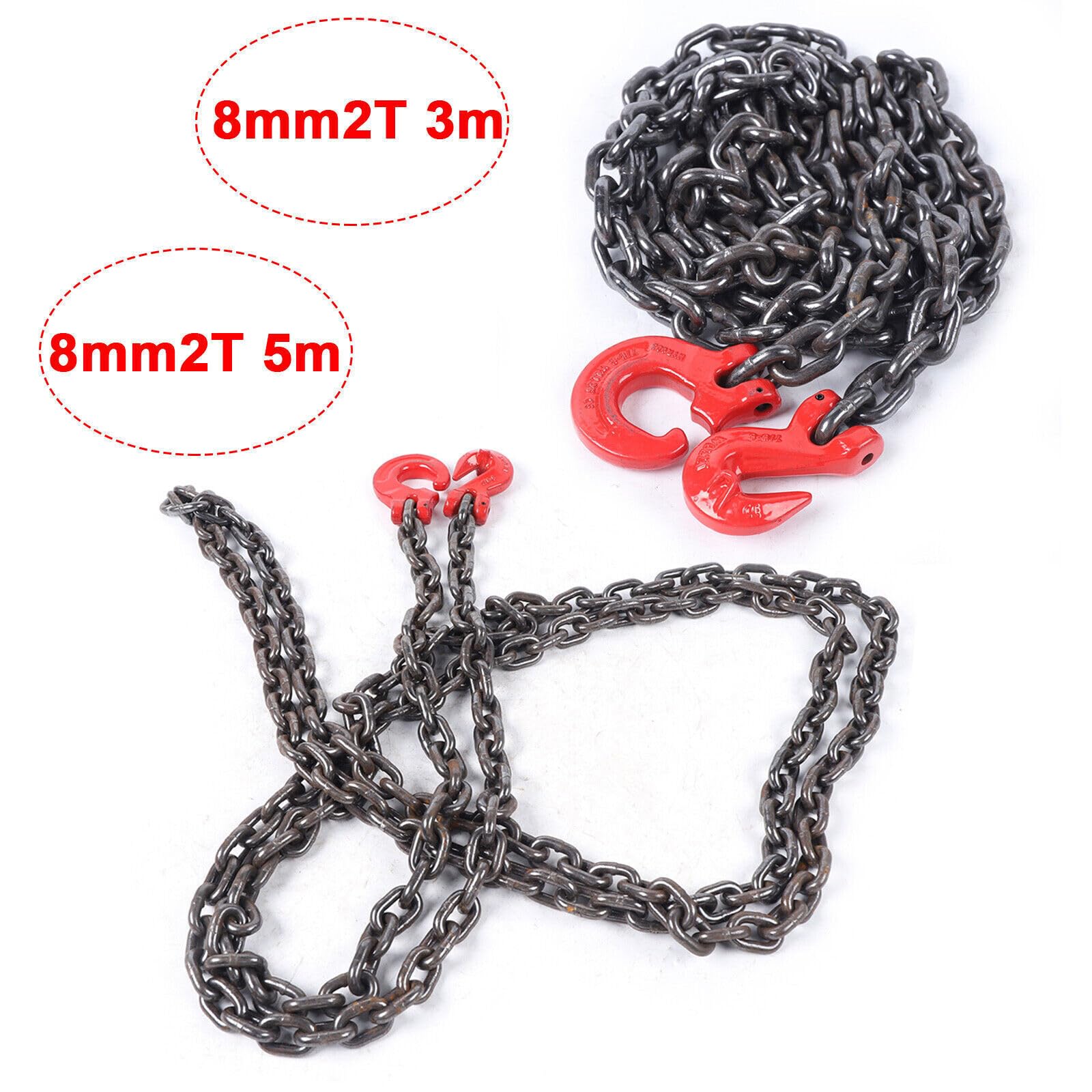 Chaîne d'arrêt à 1 brin 8 mm 2T Acier allié Chaîne de grue Outil de levage (3M) Treeisland