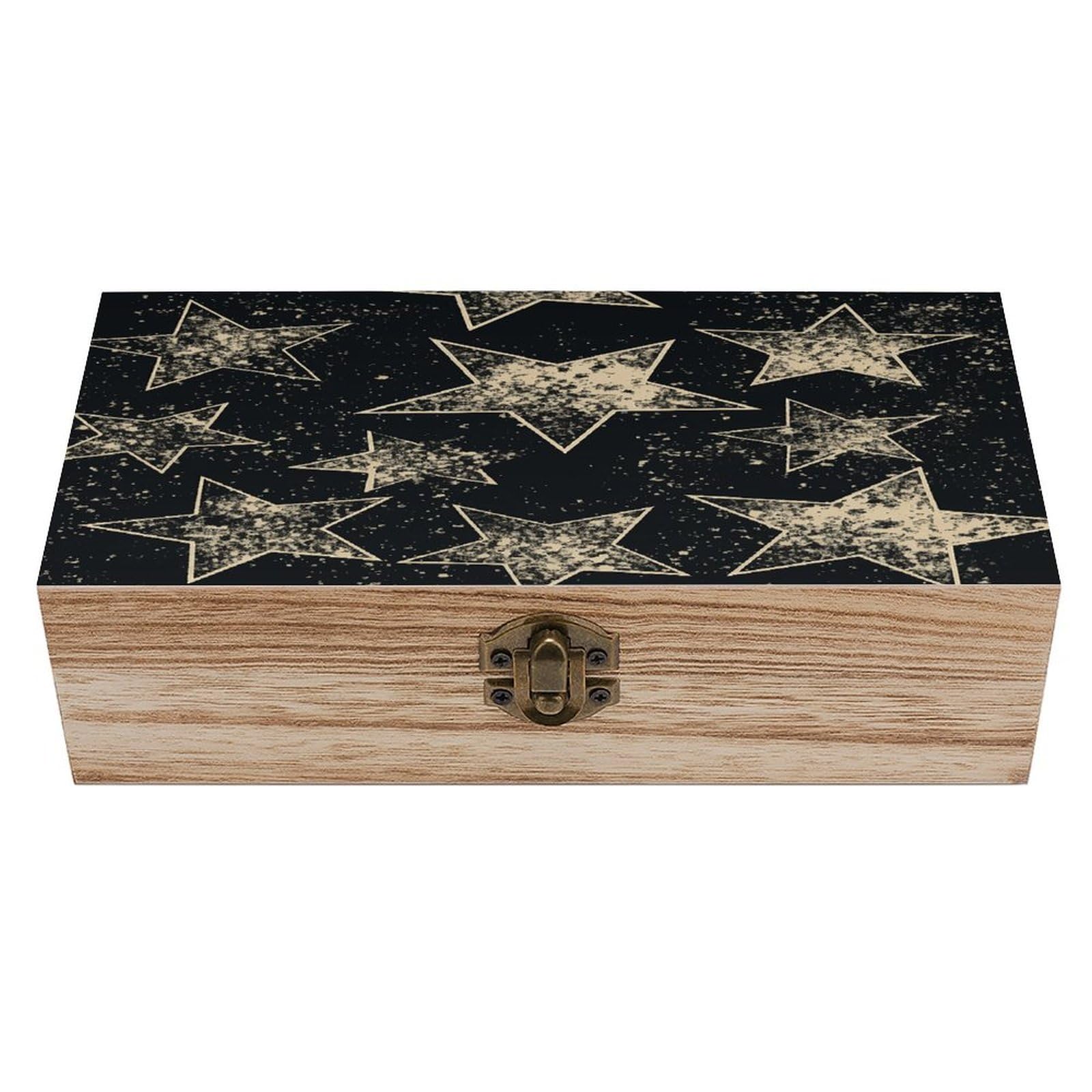 VstaDank Star Wooden Storage Box Decorative Jewelry Case with Lids Exquisite Wood Box Letters Gifts Acacia Wood Boxes Fashion Wooden Keepsake Boxes for Men Women
