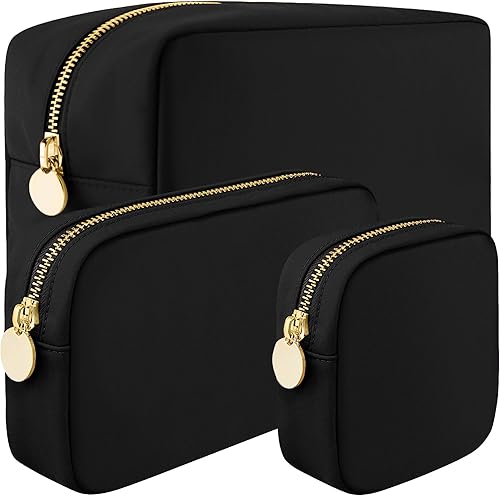 Juego de 3 bolsas de maquillaje pequeñas, pequeñas y grandes para mujeres y niñas, lindo juego de bolsa de maquillaje, bolsa de aseo de viaje para