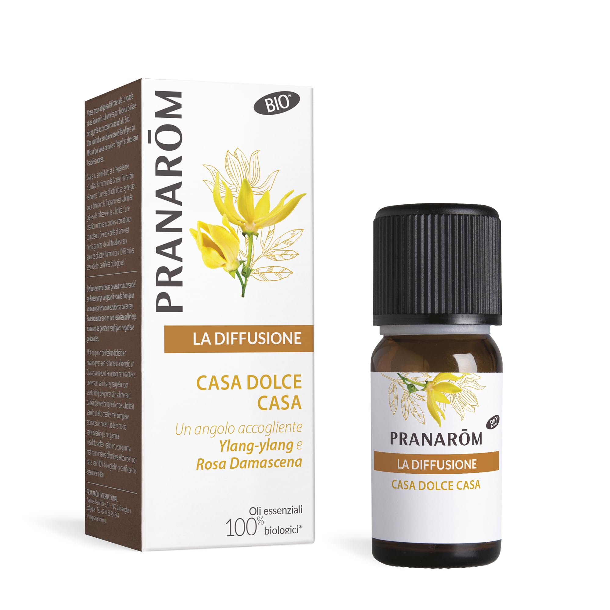 PRANAROM - Bienestar en Casa - Difusión - Aceites Esenciales 100% Puros - Naturales y Bio - Mezcla Relajante y Cálido con Vainilla, Ylang-Ylang y Rosa de Damasco - 30ml