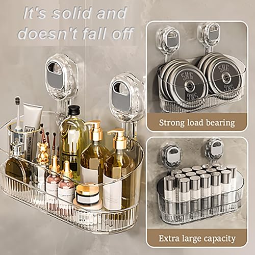 Miniatura 4 de Caja de almacenamiento de succión para baño sin taladros, estante de almacenamiento con ventosa con orificio de drenaje, tazas de succión montadas