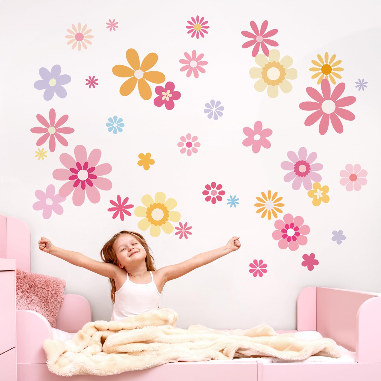 FUFUQUARE 8 Sheets Boho Daisy Flower Wall Stickers - Image 2
