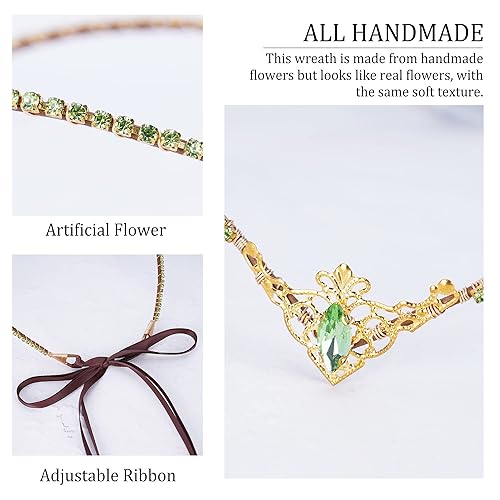 Miniatura 5 de MOSTORY Diadema hecha a mano de cristal plateado en forma de V, corona de hada, tiara de princesa élfica, círculo de gemas negras para boda, novia,