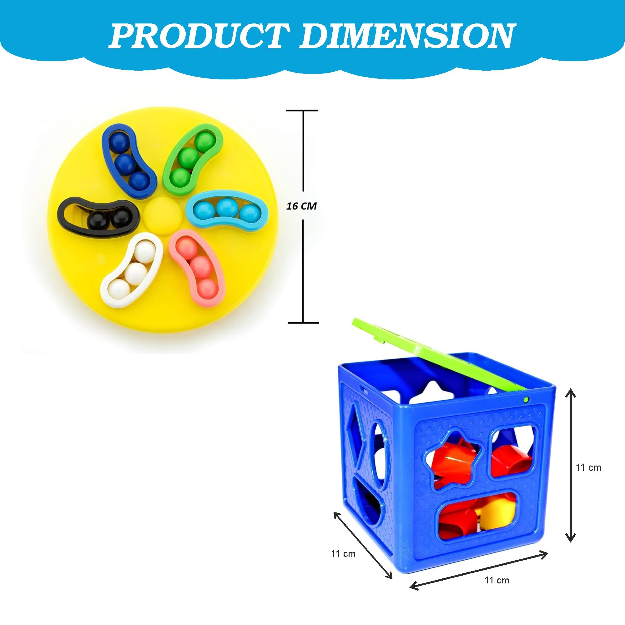 RAINBOW RIDERS Buy 1 Get 1 Combo (Plastic Shape Sorter Cube Block 9 Pcs Toy + Magic Spin Plastic Blocks Puzzle Games Toys) Multicolor Baby Activity Toys for Boys Girls 3,4,5,6+ Years 4