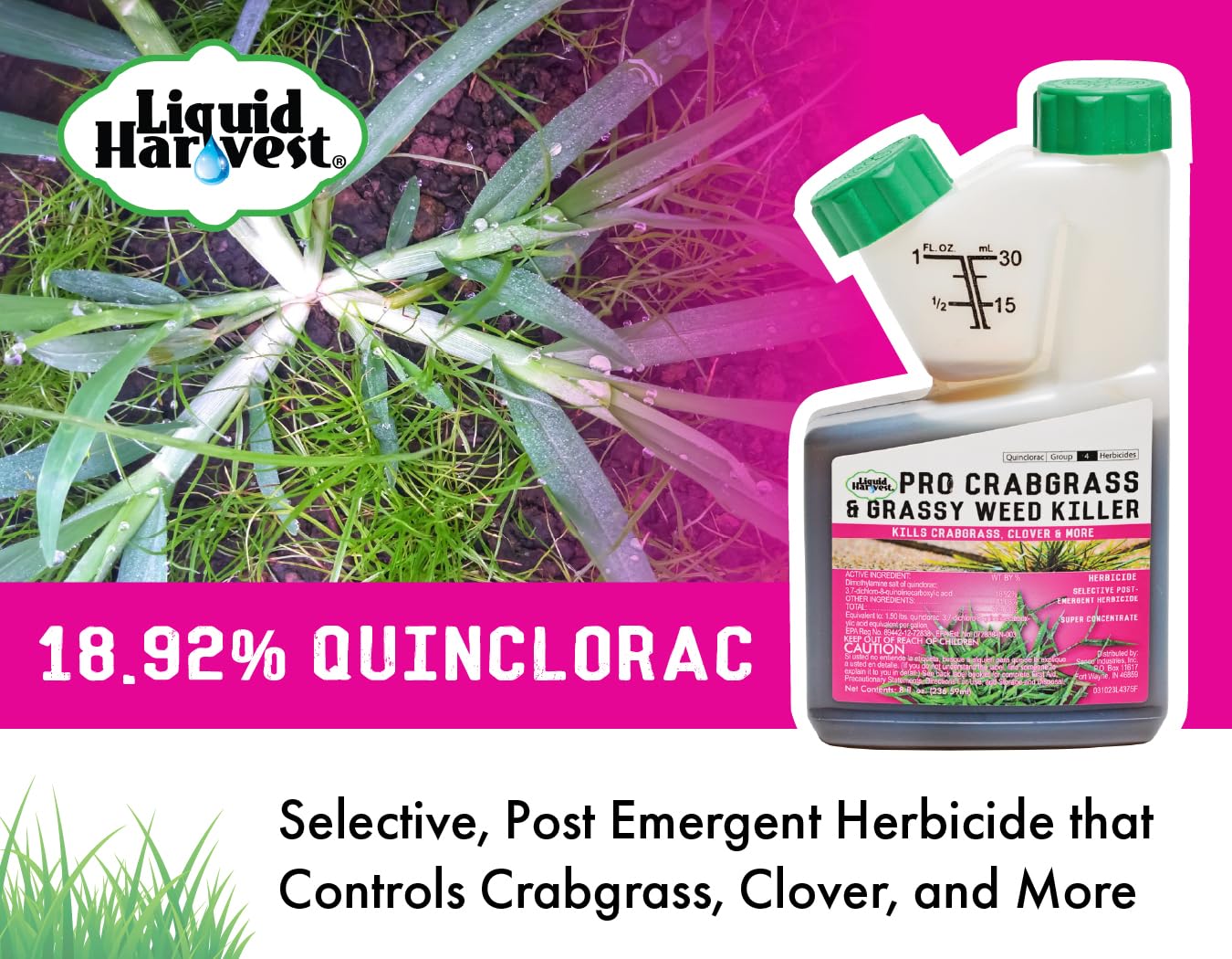 Amazon.com : Pro Crabgrass & Grassy Weed Killer - 18.92% Quinclorac  (Compare to Drive XLR8)  Concentrated Professional Crabgrass Herbicide   Quick Drying with Residual Control - 8 Ounces : Patio, Lawn & Garden
