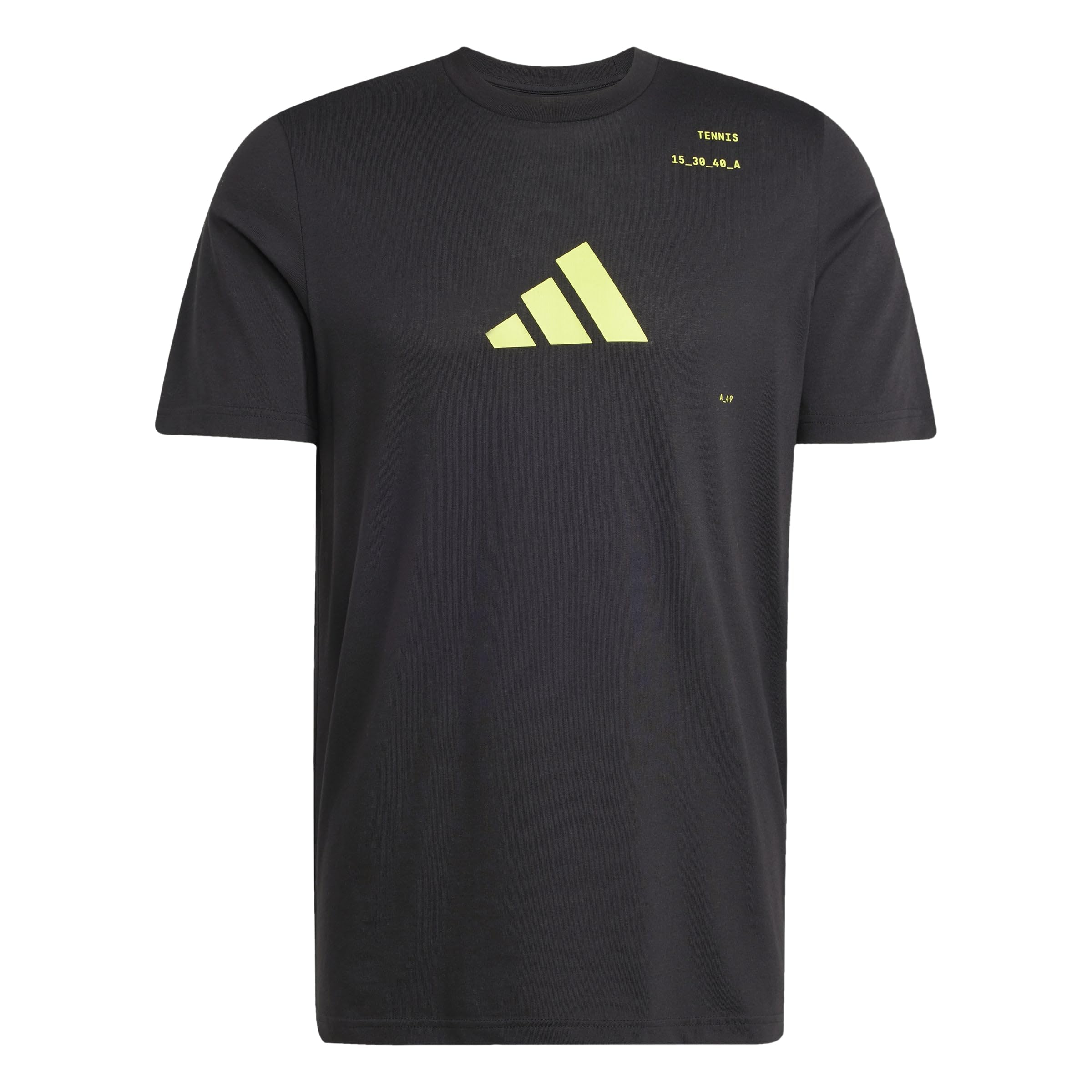adidas Men's AEROREADY Tennis Category Graphic Tee, Black/Lucid Lemon, XXL