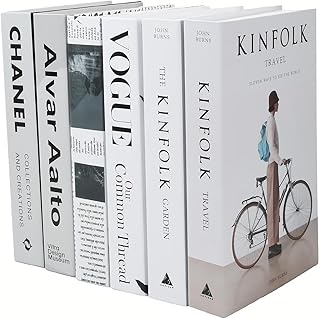 6 PCS Fashion Fake Books, Stacked Faux Books for Home Decor, Modern Decorative Book Set, Hardcover Display Books for Coffee Tables/Shelves, Bookshelf Decorations to Create a Sophisticated Atmosphere