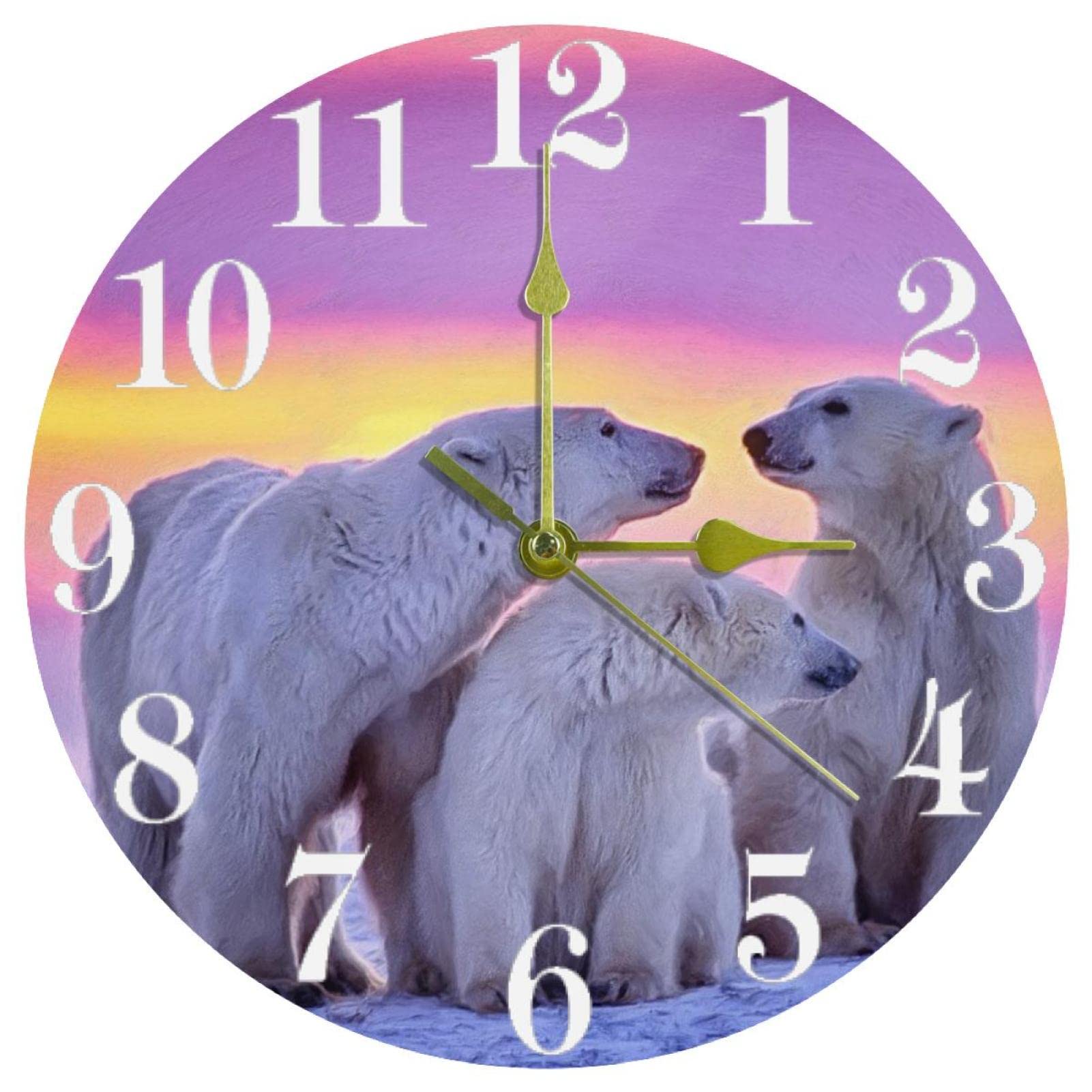Horloge murale sans tic-tac ours polaire résout les bruits nocturnes