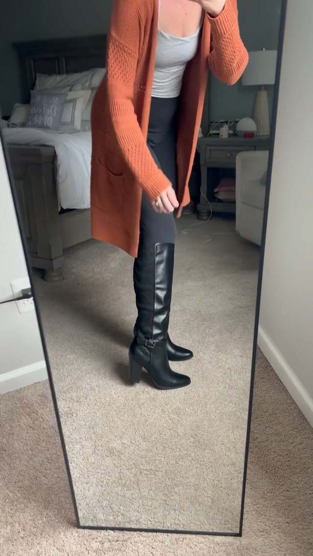 katliu Women's Heeled Knee High Boots Pointed Toe Dress Boots With Zipper