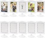 Lawei 10 PCS Cadres d'image debout à double face 4x6 Inch, en vrac de cadre de photo de pédalier en plastique, porte-photo vertical blanc avec inserts & Base, Cadres d'affichage pour le mariage, Table