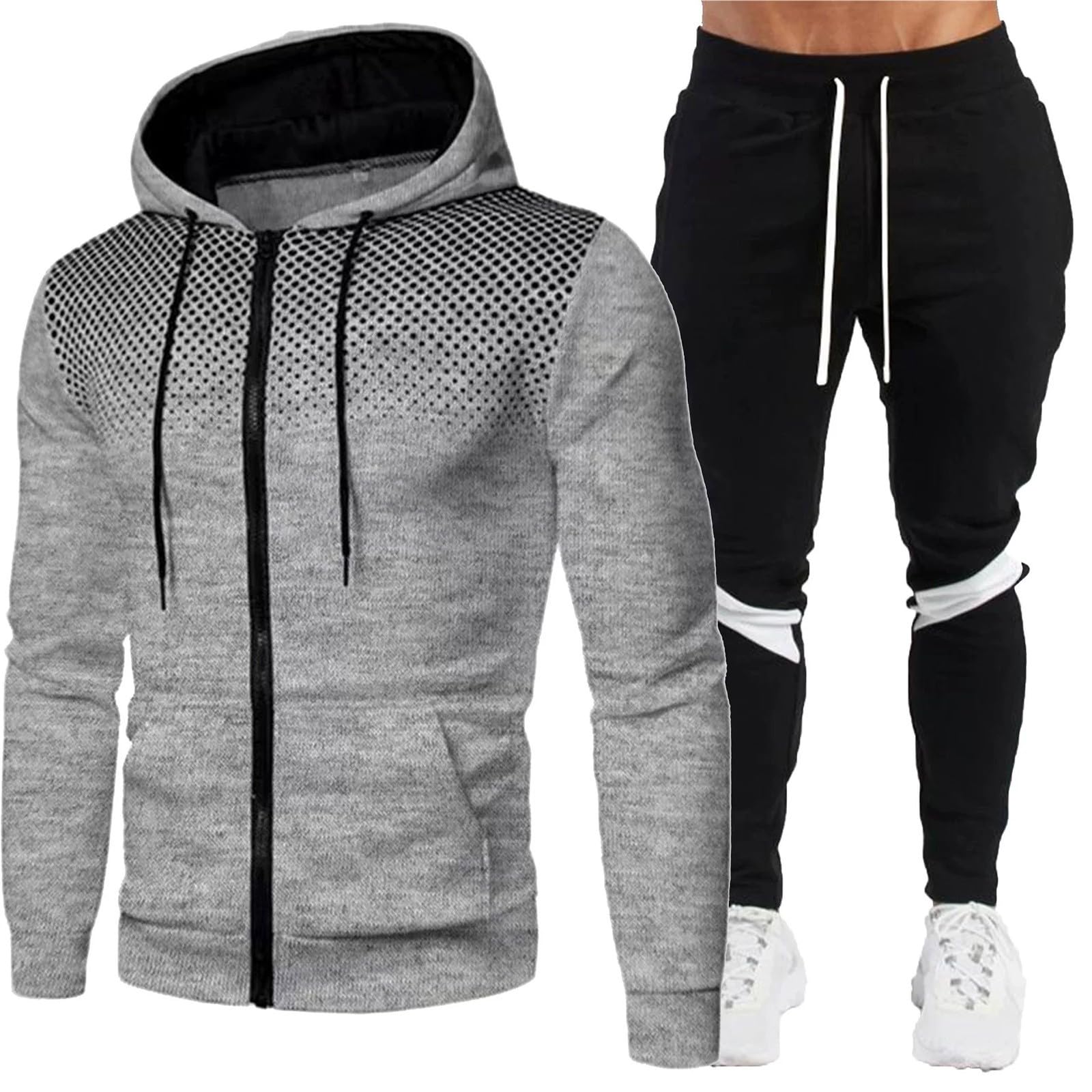 Chándal de hombre deportivo transpirable cómodo sudaderas con capucha y pantalones gimnasio anchos jogging conjuntos deportivos Streetwear Otoño Invierno Set Tracksuit Con Bolsillos Casual Completo