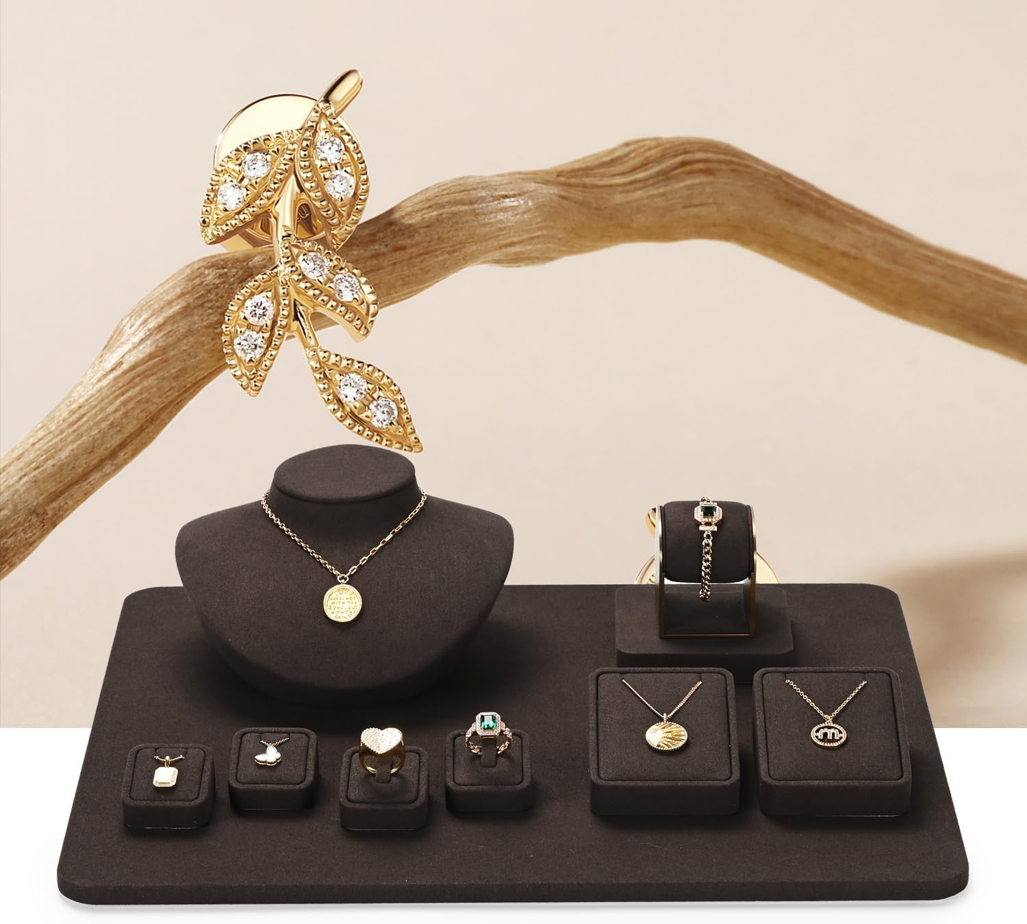 Oirlv Premium Microfiber Necklace Bust Jewelry Bust for Necklace Showcase Jewelry Dispaly Stand(coffee)