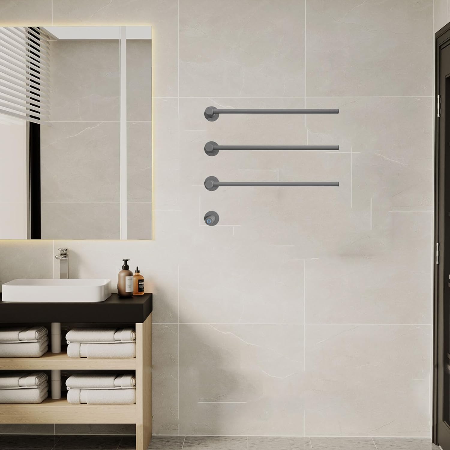 Wall-Mounted Electric Towel Rack - Heated Towel Warmer, 304 Stainless Steel, Intelligent Thermostatic, Hot Towel Drying Rack, 3 Bars, Gray - Perfect for Bathroom Use