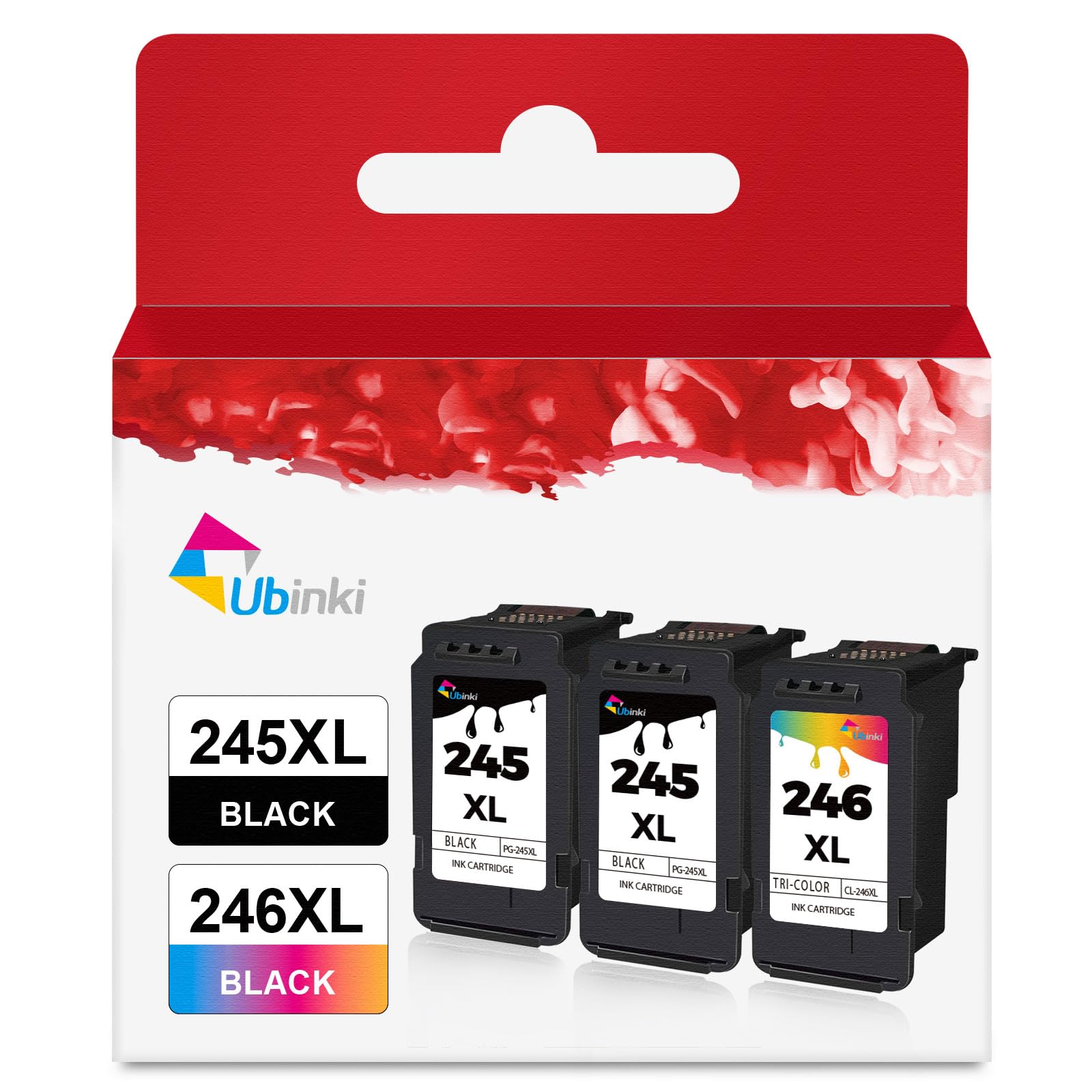 245XL 246XL Ink Cartridge (2 Black and 1 Color,3-Pack) Compatible for Canon Ink 245 and 246 XL combo to TR4500 MX490 MG2522 MX492 TR4520 TS3322 TR4522 TS3122 TS3300 MG2522 TS3320 TS3100 Printer