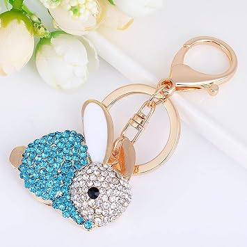 Cartoon Rabbit Keychain, Creative Bunny Shaped Animal Key Pendant, Metal Car Key Ring for Purse Handbag Car Charm