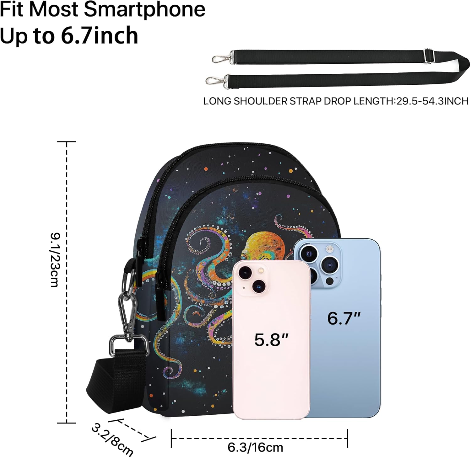 FyLybois Octopus Crossbody Purse Small Crossbody Bags for Women Stylish Phone Bag Waterproof Wallet with Card Slots Adjustable Strap - Image 3