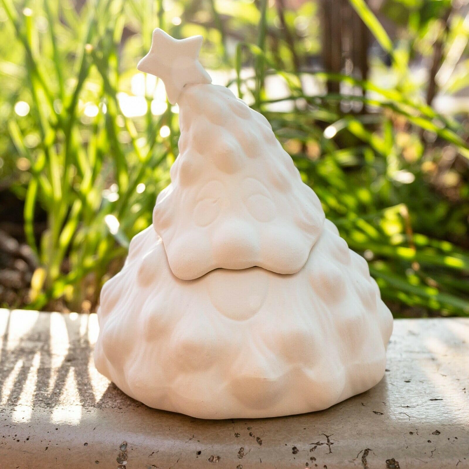 Cute Bubbly Christmas Tree Box 5" Ceramic Bisque Ready To Paint Pottery