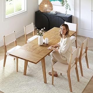 Hevea Solid Wood Extension Dining Table, Expandable Table for 4 to 10 Seats, Adjustable Modern Wooden Dining Furniture for Stylish and Functional Living (Chairs not Included)