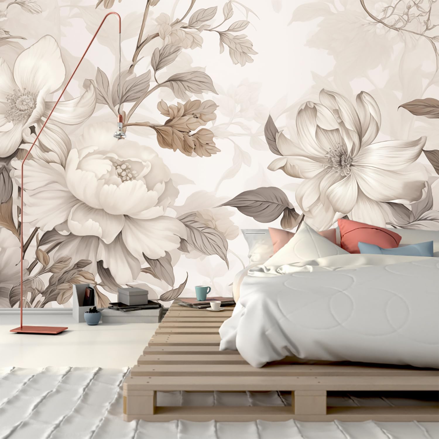 Beautiful and Elegant Plain Peony Flower Wallpaper, Warm Bedroom Decoration Background Mural?Non-self-Adhesive Wall Stickers? Glwyhy-12 195"x120"