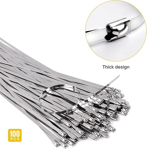 Miniatura 8 de 100 bridas de acero inoxidable vienen con herramientas de corte, tijeras de corte de metal para cortar bridas de cables de acero inoxidable,
