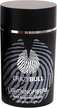Hair Building Fibre - Long-Lasting, Easy Apply Hair Fibre Concealer for Thinning Hair & Bald Spots - Vegan & Cruelty-Free Hair Thickening Fibre for Men & Women - Crazy Bull, 22g, Brown