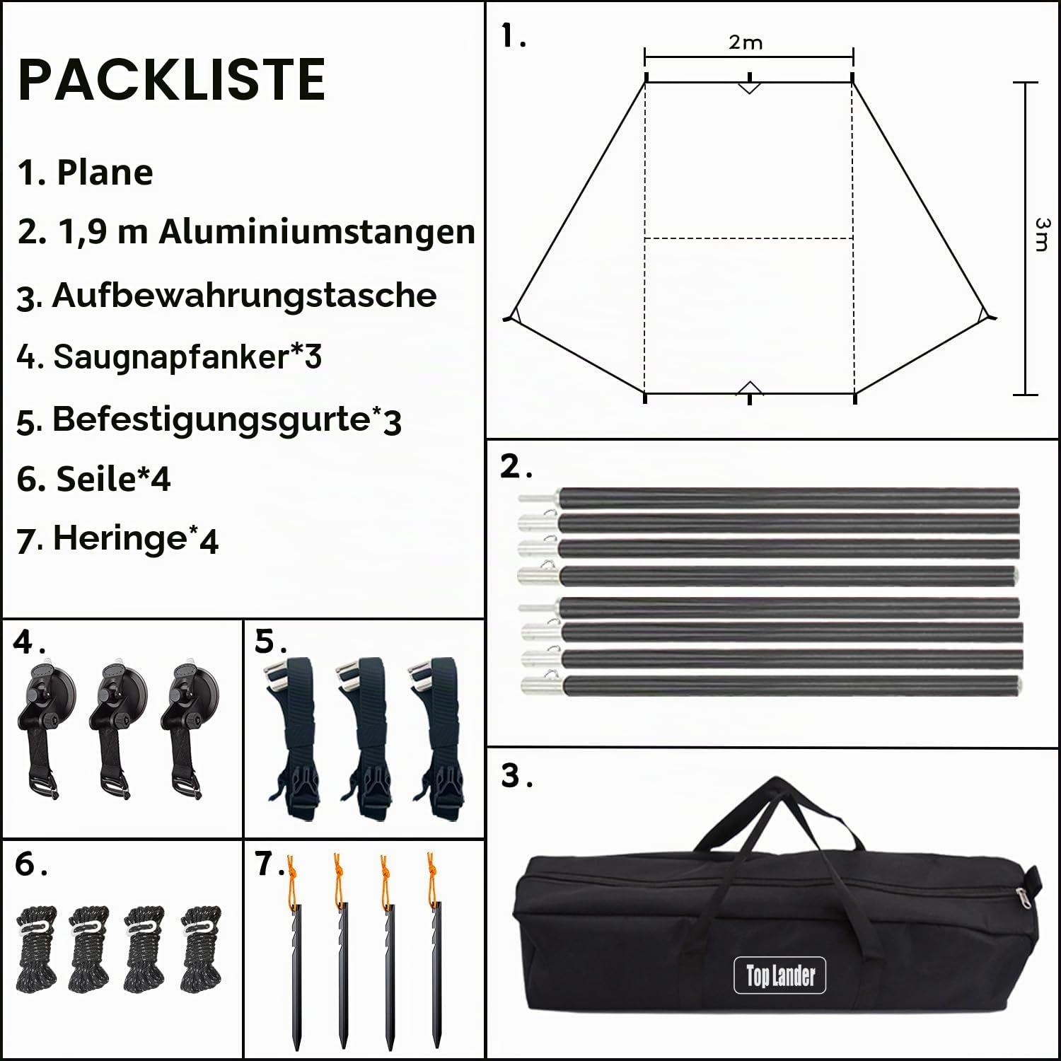 Car Awning Wasserdicht Auto Tarp Markise Sonnensegel 8000mm UVbeständig Vorzelt für PKW Vans Campingbusse Wohnwagen Auto Camping SUVs